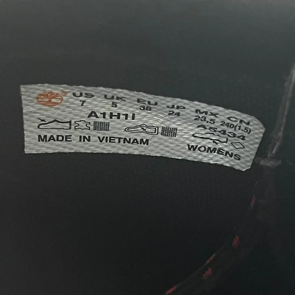 Rare Timberland Glancy Boots 7 Black Leather | Heel Lace Up Combat, Discontinued - Picture 8 of 15